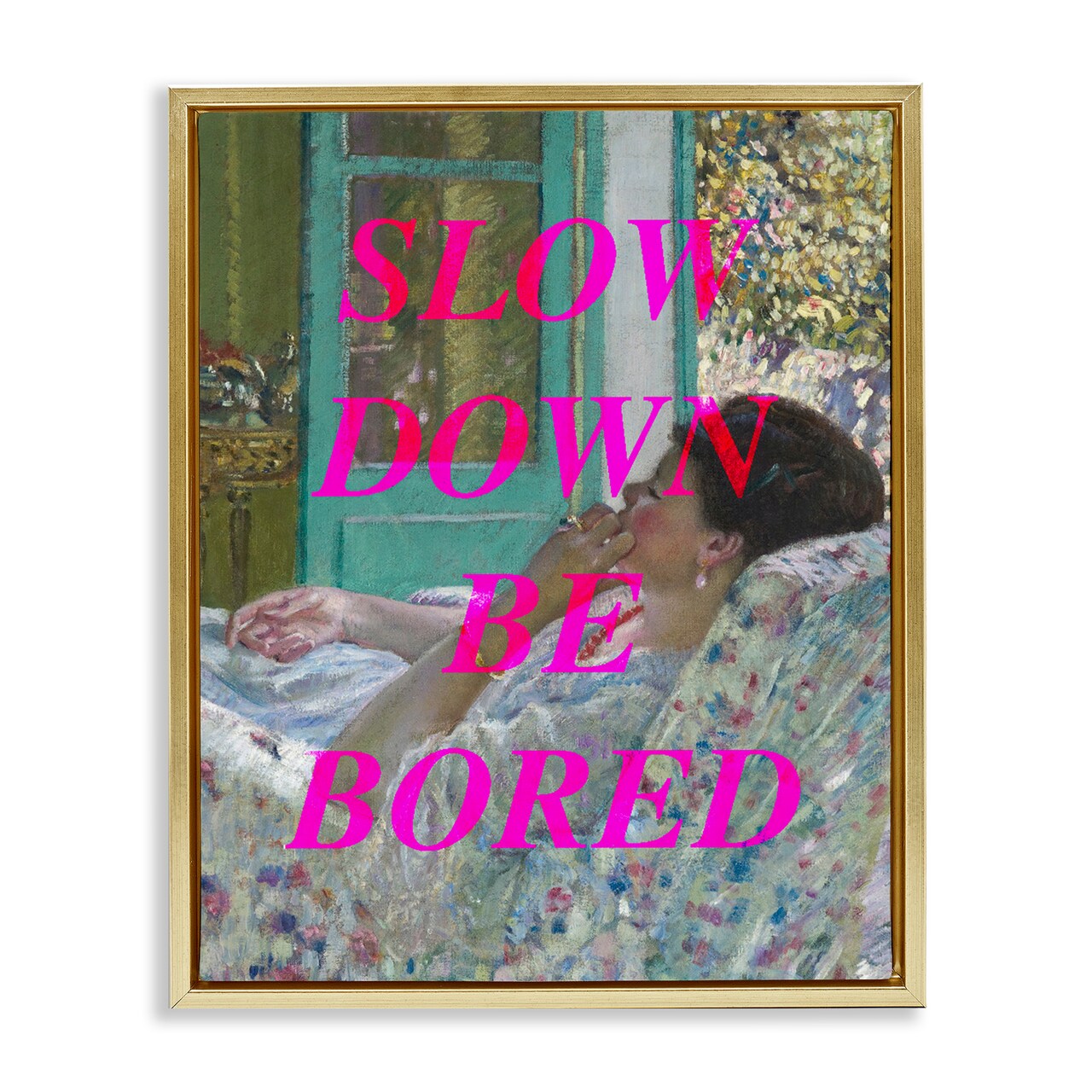 Stupell Industries Slow Down Be Bored Classic Floating Frame, design by Lil' Rue